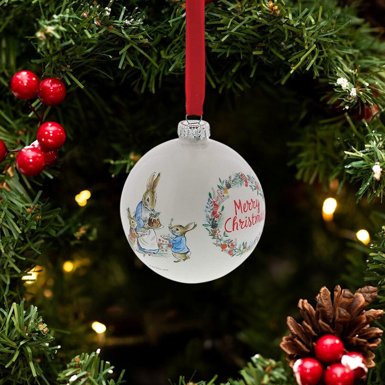 A beautiful glass Peter Rabbit Bauble that makes a treasured keepsake all year round. The artwork for each product is taken from the original illustrations from the Beatrix Potter stories, helping bring each character to life. Presented in a branded gift box.