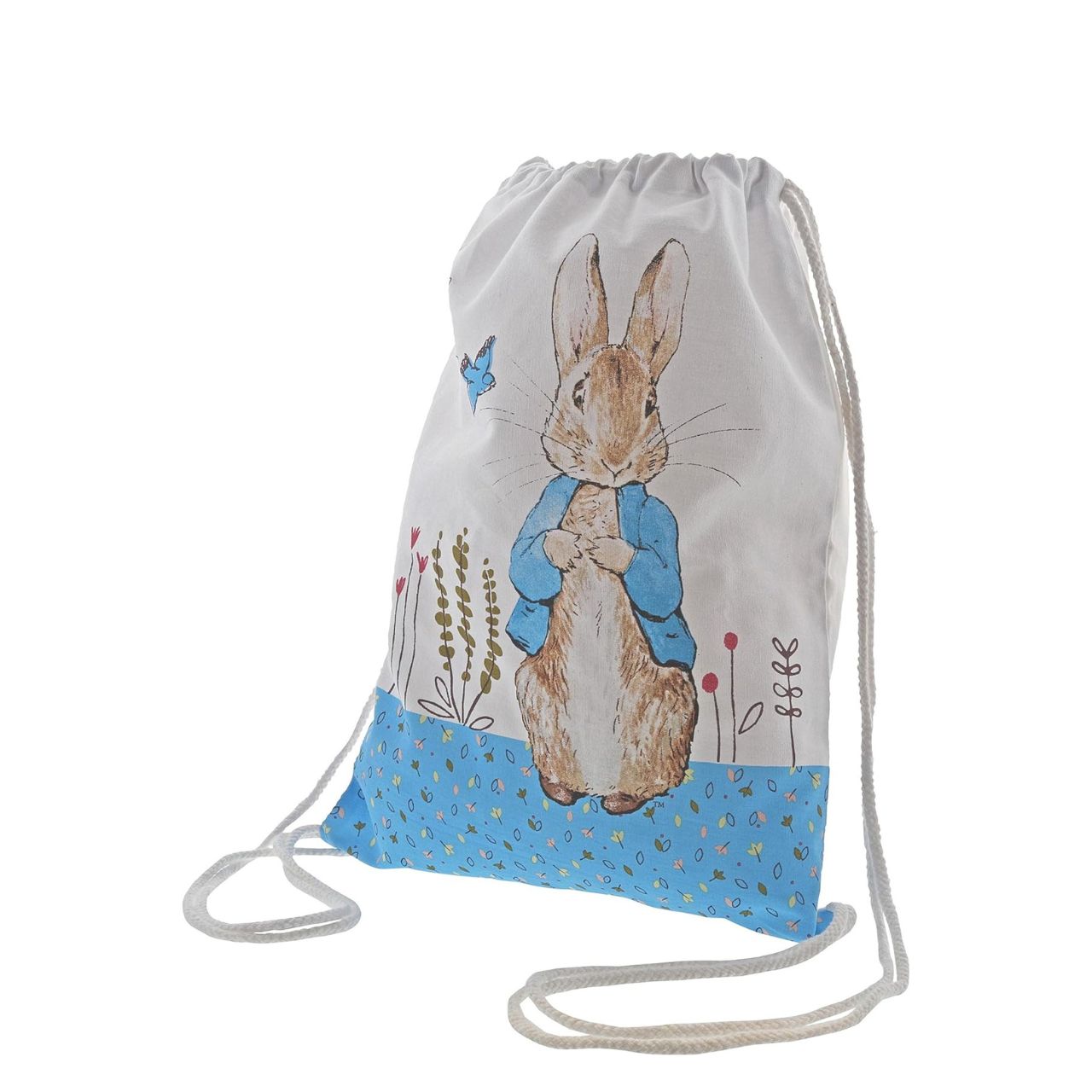 Beatrix Potter Peter Rabbit Drawstring Bag  A beautiful Peter Rabbit cotton drawstring bag. This is a lovely little bag that would make a perfect nursery, or pre-school bag for your child to pop all their school essentials in. It is also a great alternative to a storage bag to place all your little one's toys in, and of course an easy way to take their much loved Peter Rabbit teddies everywhere they go.