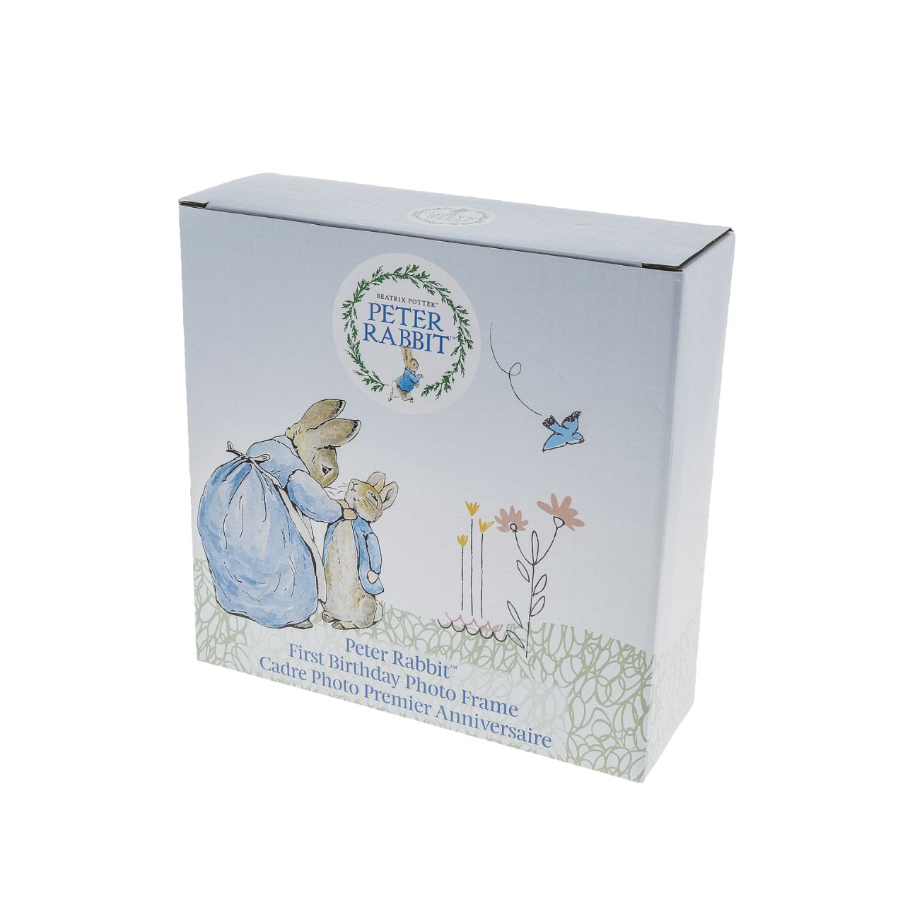This charming Peter Rabbit My First Birthday Photo frame is the perfect place to display a picture from a birthday celebration and is sure to earn a place of honour on a tabletop or mantel. Complete with original illustrations from the Beatrix Potter stories. Photo frame fits square sized photos.