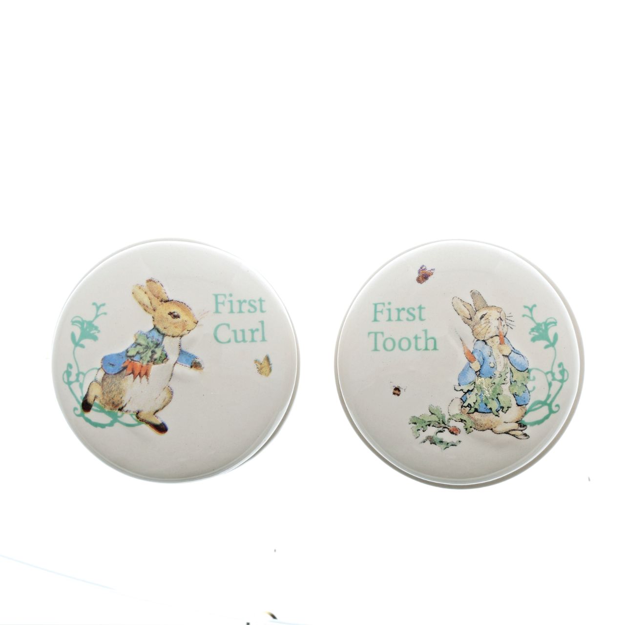 Beatrix Potter Peter Rabbit First Tooth & Curl Box  A charming pair of Peter Rabbit first tooth and curl box. Makes a perfect and unique christening gift.