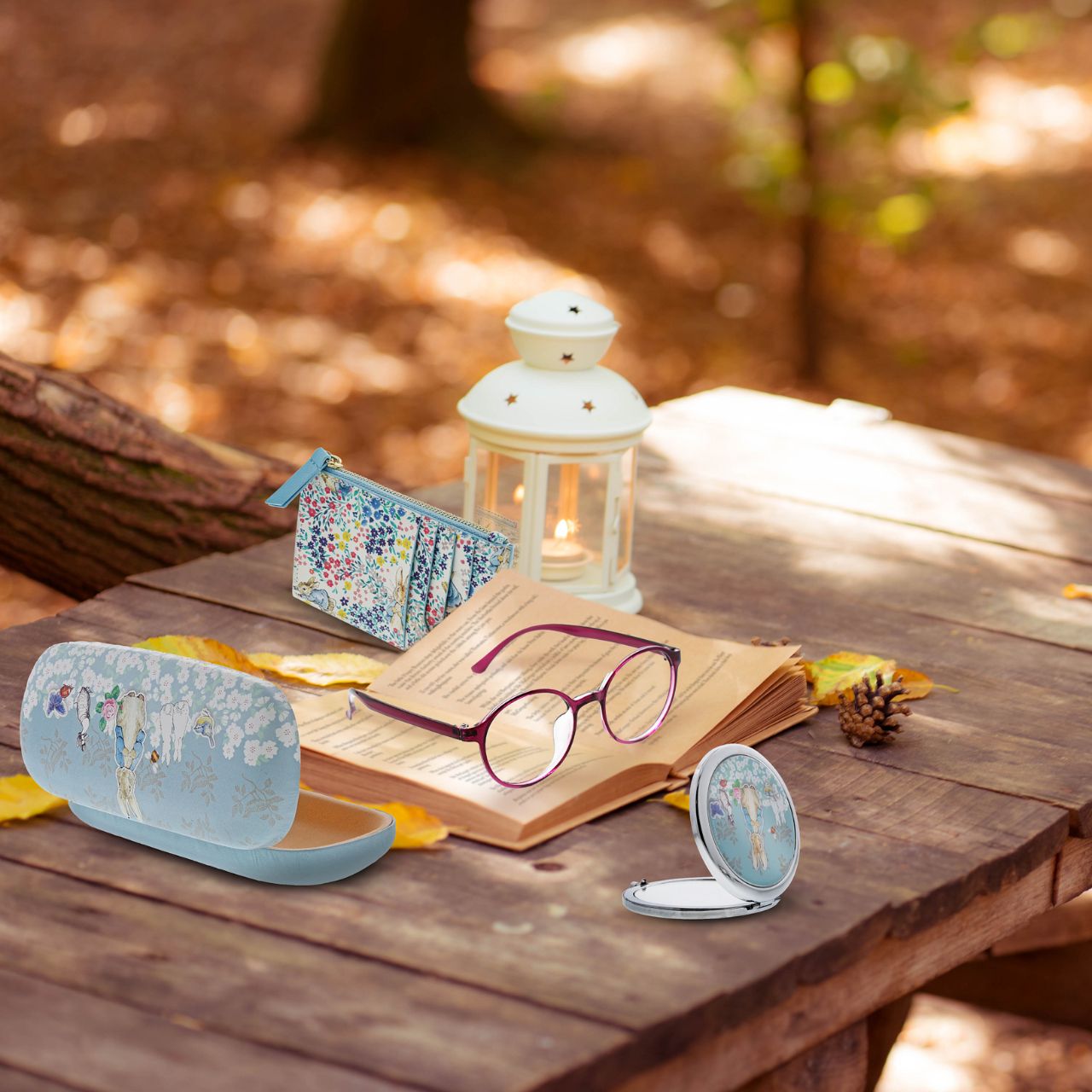 Beatrix Potter Peter Rabbit Glasses Case  This lovely Peter Rabbit Glasses Case features a delicate backdrop print for a contemporary look. A gift that will make stylish accessory for any Beatrix Potter fan. Hard shell protective case with soft interior lining makes it easy to transport your reading glasses in a safe way.