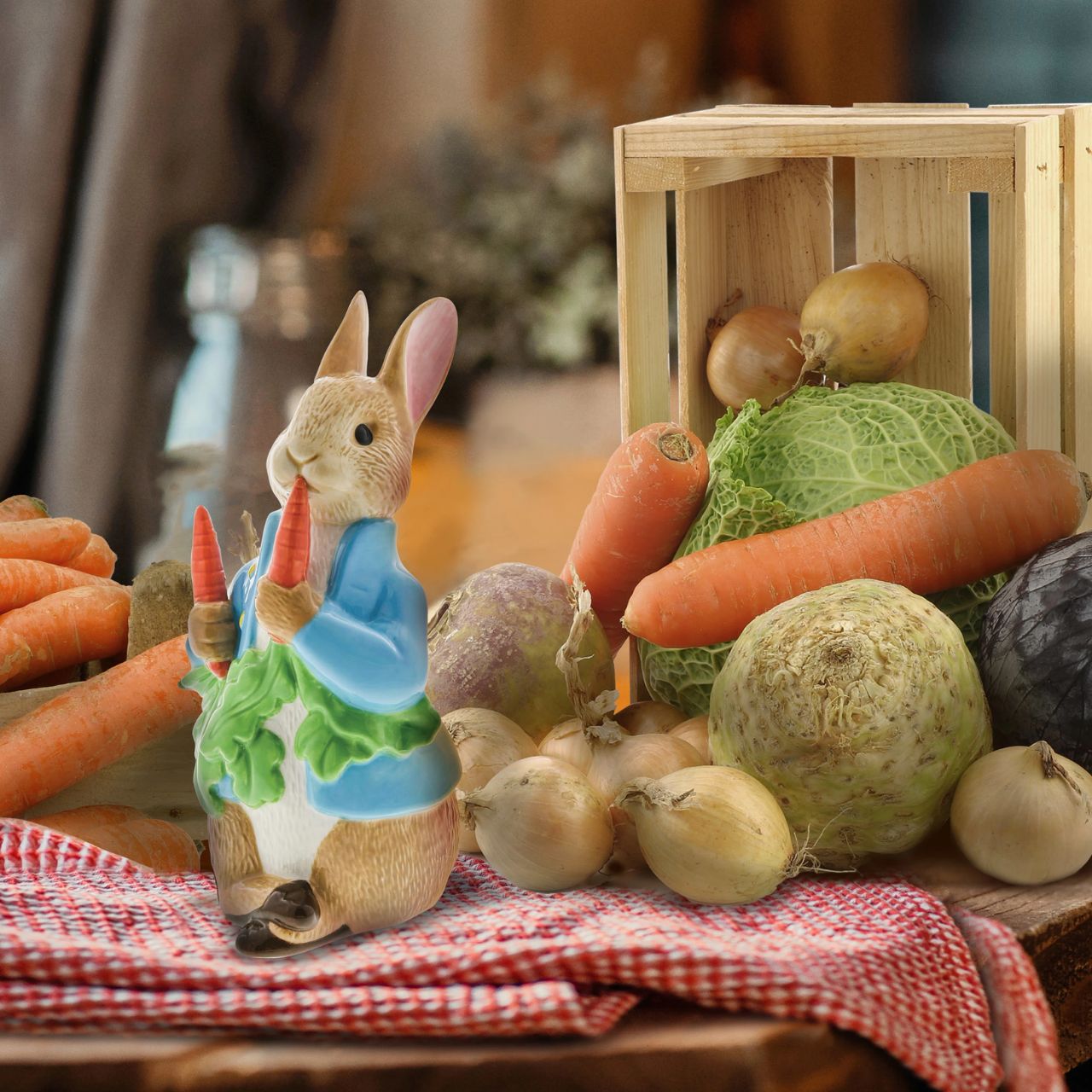 Brand new from Enesco, the Peter Rabbit with Radishes Porcelain Figurine - Limited Edition of 1200. The perfect gift for any Beatrix Potter fan.