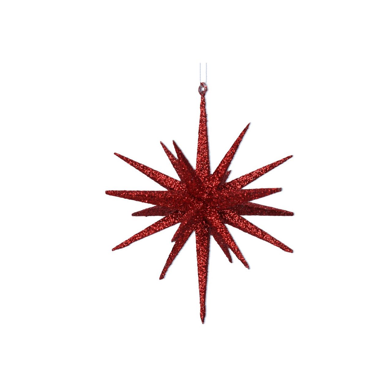 Gisela Graham Red Glitter Bethlehem Star Christmas Hanging Ornament adds a festive sparkle to your holiday tree. This stylish ornament features a beautifully crafted star shape with a sparkly glitter finish that will add a magical touch to your decorations. Designed with long-lasting materials, it is sure to become a treasured addition each year.