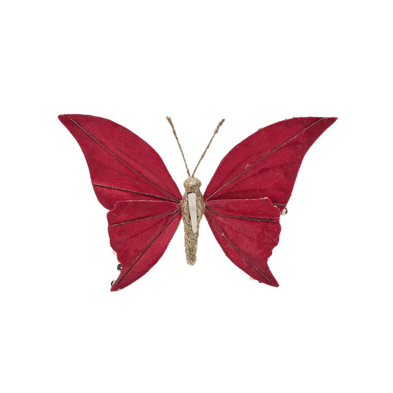 This Red Velvet Butterfly Clip is sure to bring an enchanting touch to walls over the festive period. This stunning accent piece features a vivid red butterfly with red and gold wings and is adorned with glittering sequins.