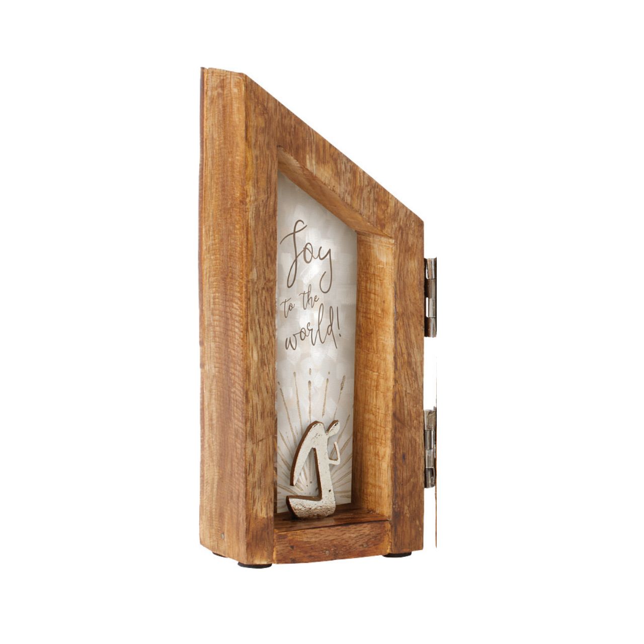 Artist, Wendy Wiinanen, crafts memorable moments of intrigue from mango wood and aluminium. This folding display not only frames the nativity space but also makes it easy for storing.