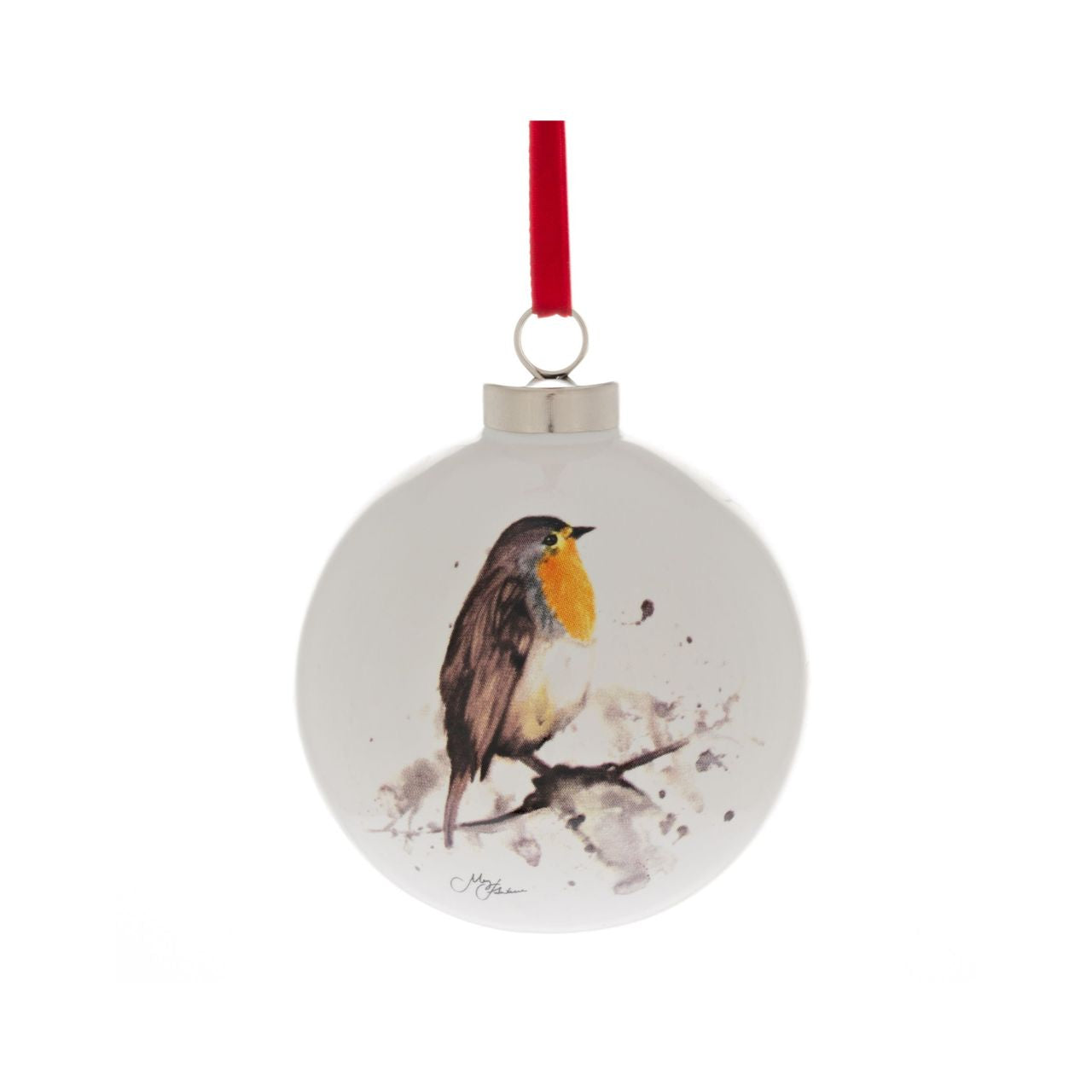 Set the Christmas scene with this stunning ceramic robin bauble.