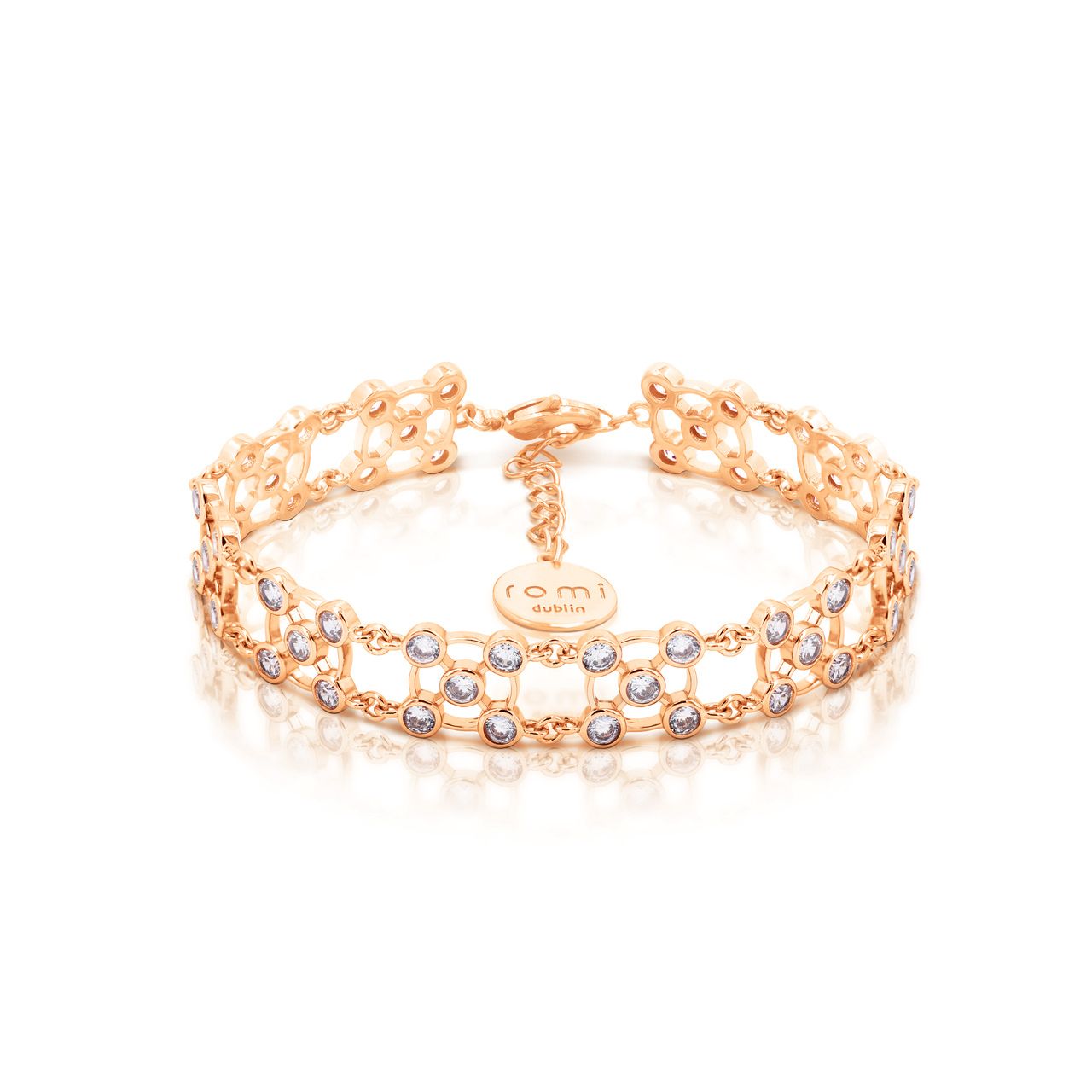 Romi Dublin Gold Net Bracelet  This easy-to-wear jewellery collection was inspired by daughter Romi who loves to style and accessorise. An outfit isn’t complete until the perfect pieces of jewellery and accessories have been selected to enhance it.