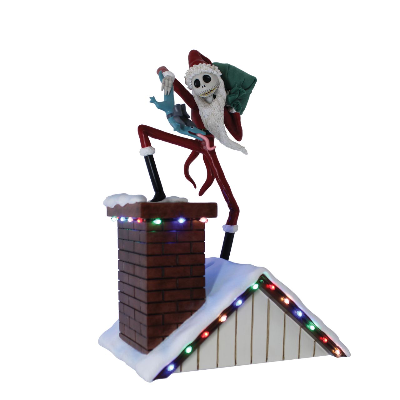 The Disney Showcase Santa Jack figurine is a must-have piece for fans of Tim Burton's classic, The Nightmare Before Christmas. This figurine stands 10" tall and depicts Jack Skellington dressed as Sandy Claws, delivering monstrous presents to unsuspecting boys and girls.