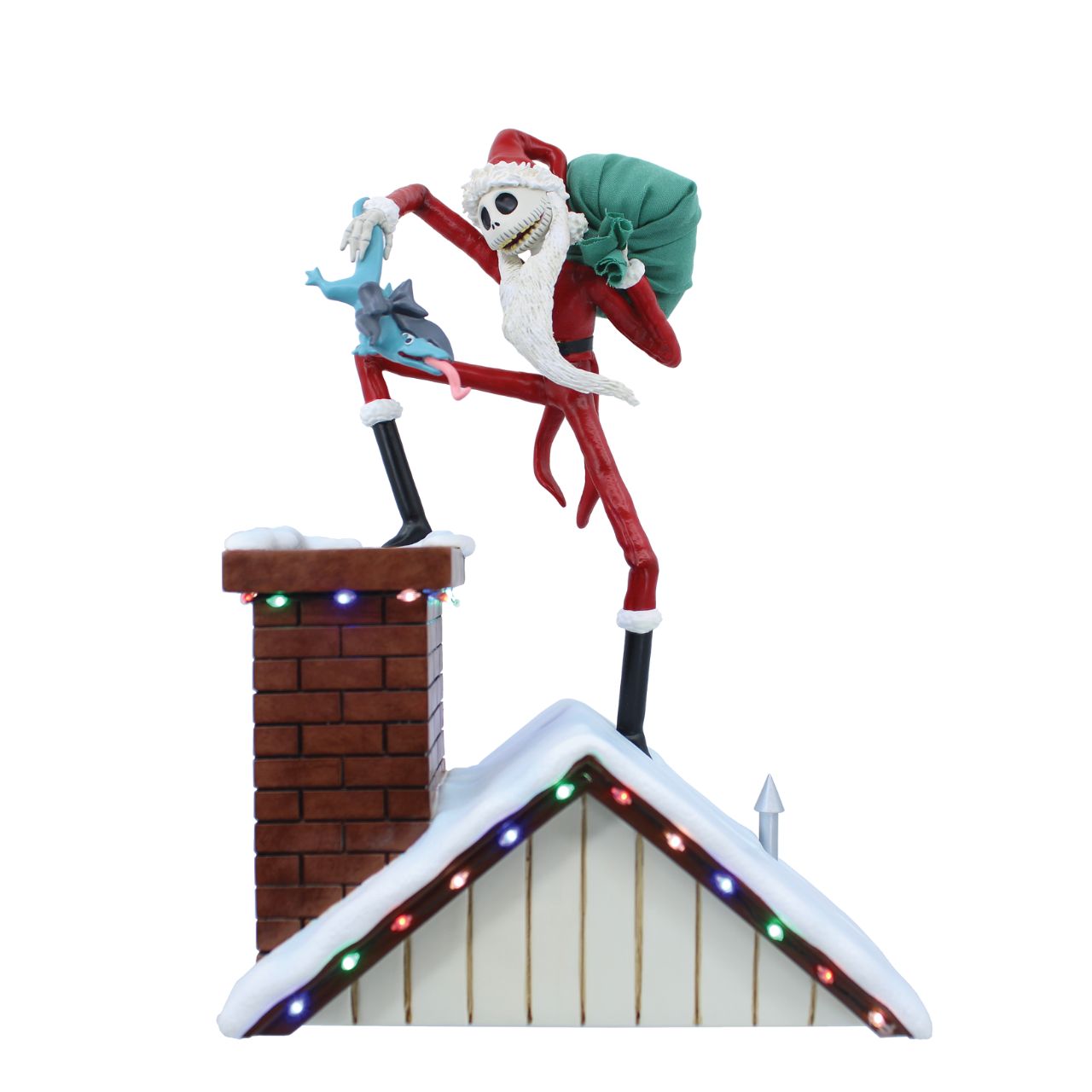 The Disney Showcase Santa Jack figurine is a must-have piece for fans of Tim Burton's classic, The Nightmare Before Christmas. This figurine stands 10" tall and depicts Jack Skellington dressed as Sandy Claws, delivering monstrous presents to unsuspecting boys and girls.