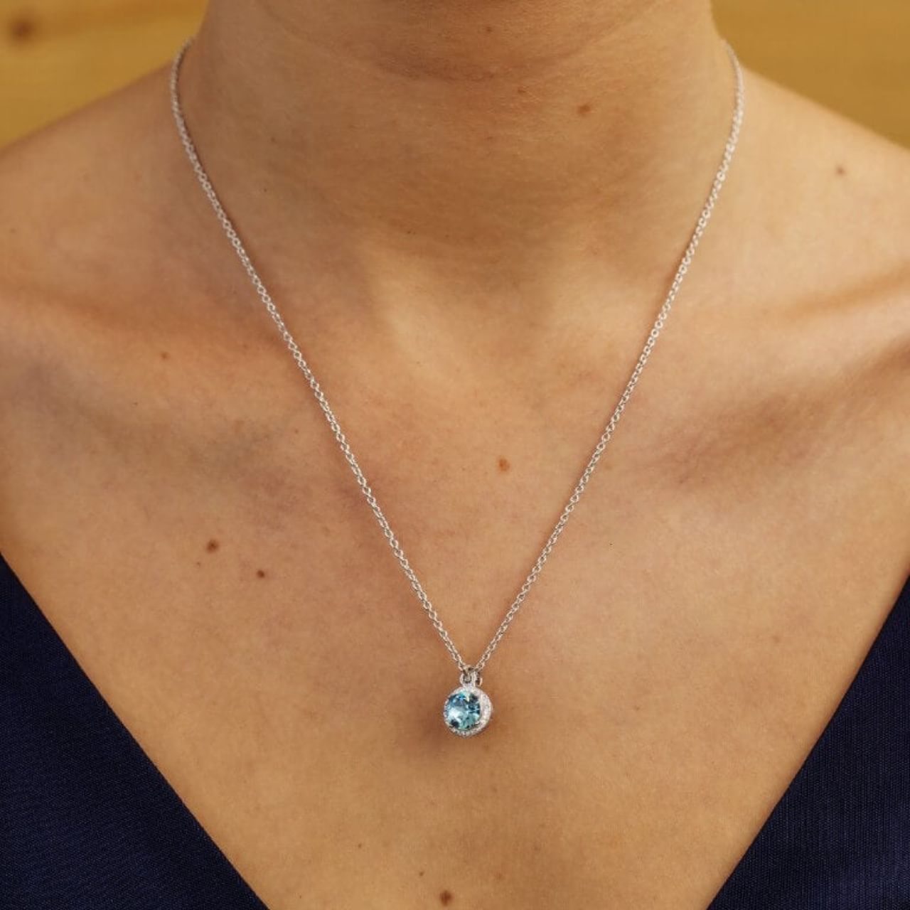 Sterling Silver Swarovski Halo Aquamarine by ShanOre