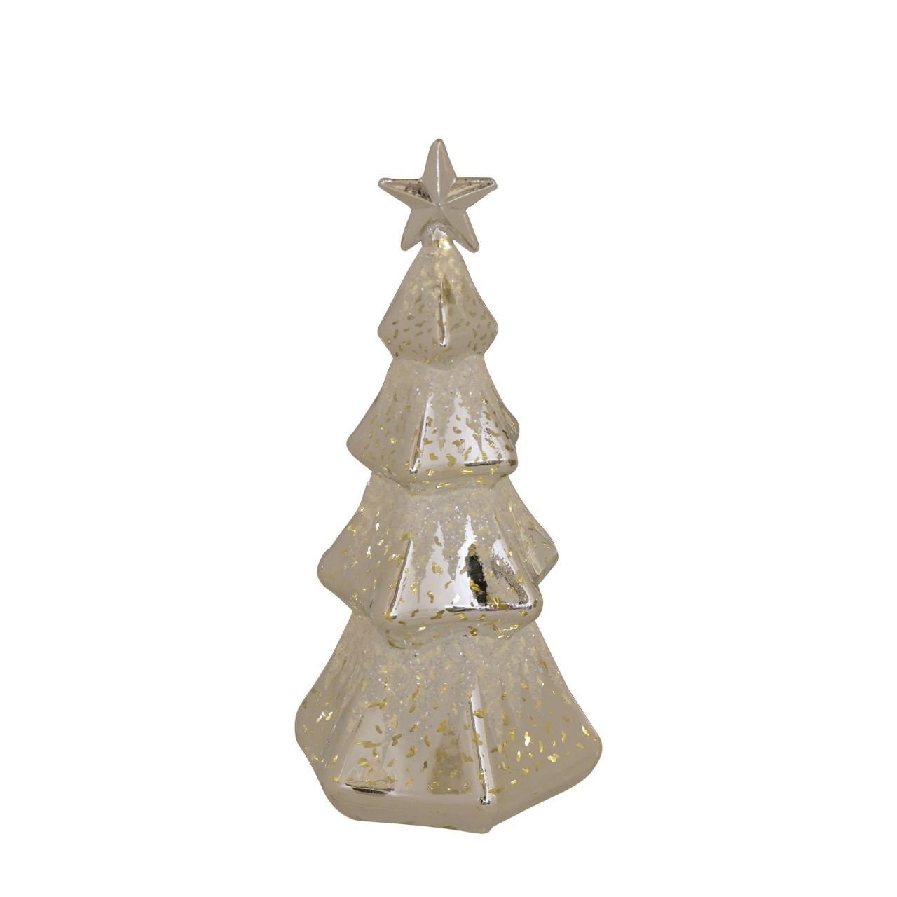 Silver Christmas Tree LED Light  A silver Christmas tree LED light by THE SEASONAL GIFT CO.  This shining silver tree provides gorgeous decoration for Winter Wonderlands at home.