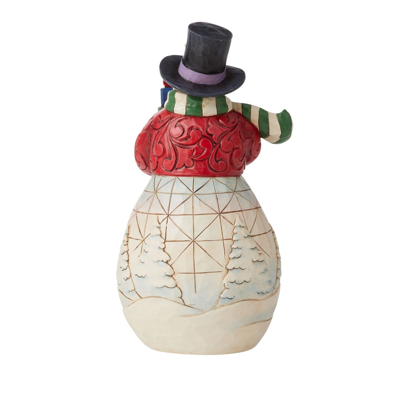 Snowman with Gifts Figurine by Jim Shore   Designed by award winning artist Jim Shore as part of the Heartwood Creek Christmas Collection, hand crafted using high quality cast stone and hand painted, this Snowman with gifts is perfect for the Christmas season. 