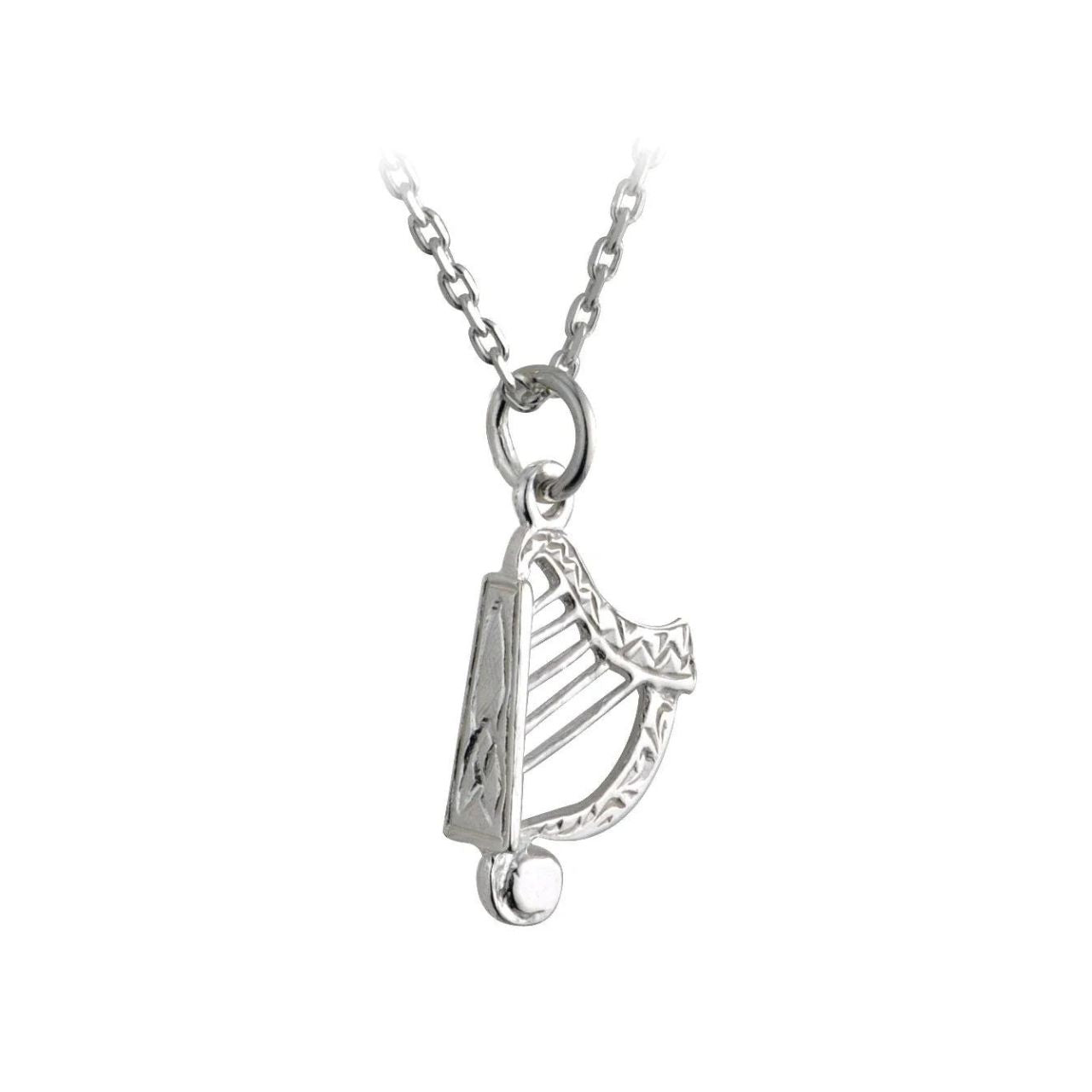 The harp symbol in this sterling silver pendant is inextricably linked with the Emerald Isle - it is, in fact, Ireland’s official emblem. This delicate sterling silver harp pendant is therefore a wonderful way to proudly demonstrate your respect for the land as well as a sense of national pride.