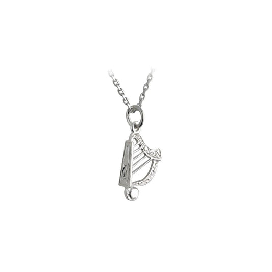 The harp symbol in this sterling silver pendant is inextricably linked with the Emerald Isle - it is, in fact, Ireland’s official emblem. This delicate sterling silver harp pendant is therefore a wonderful way to proudly demonstrate your respect for the land as well as a sense of national pride.