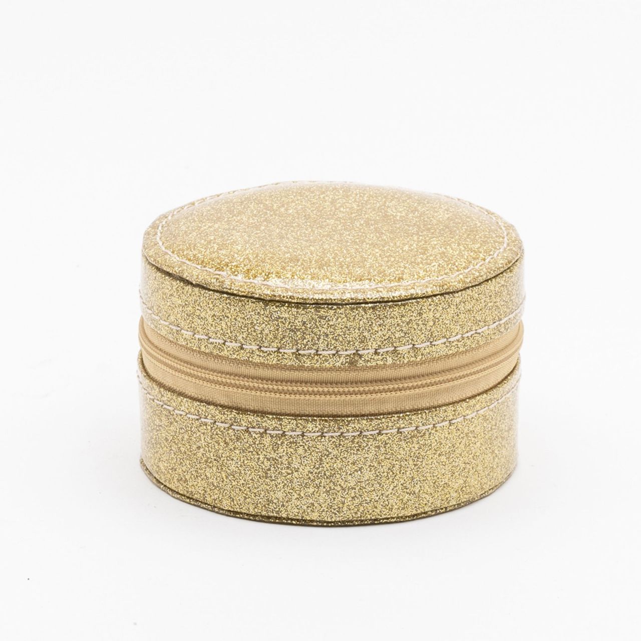 Round Leatherette Gold Glitter Jewellery Box  Store your sparkles & treasures inside one of these beautiful faux leather glittery gold jewellery boxes. From the SOPHIA Classic Collection - the home of style and sophistication in women's giftware.