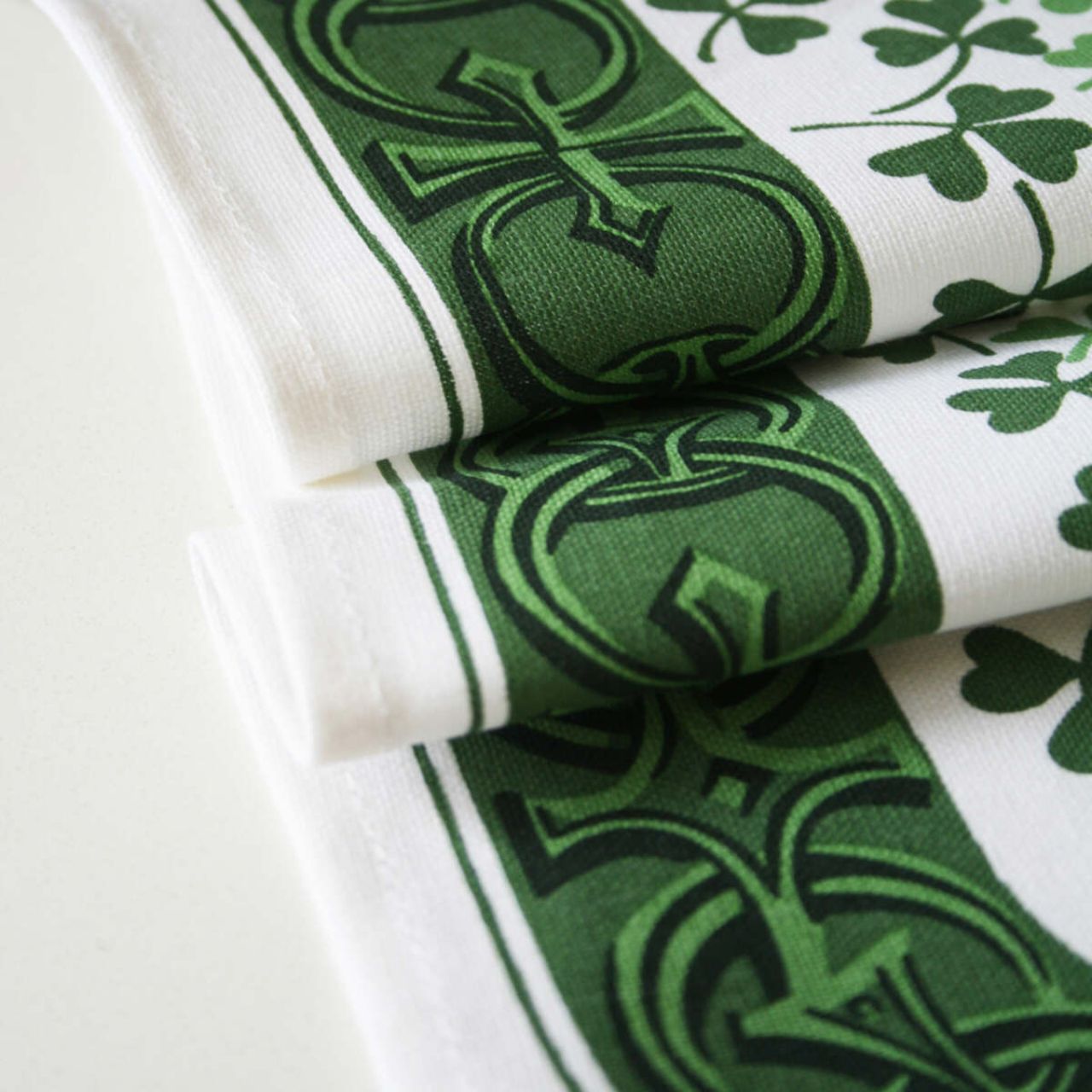 Tara 100% Linen Union shamrock design tea towel