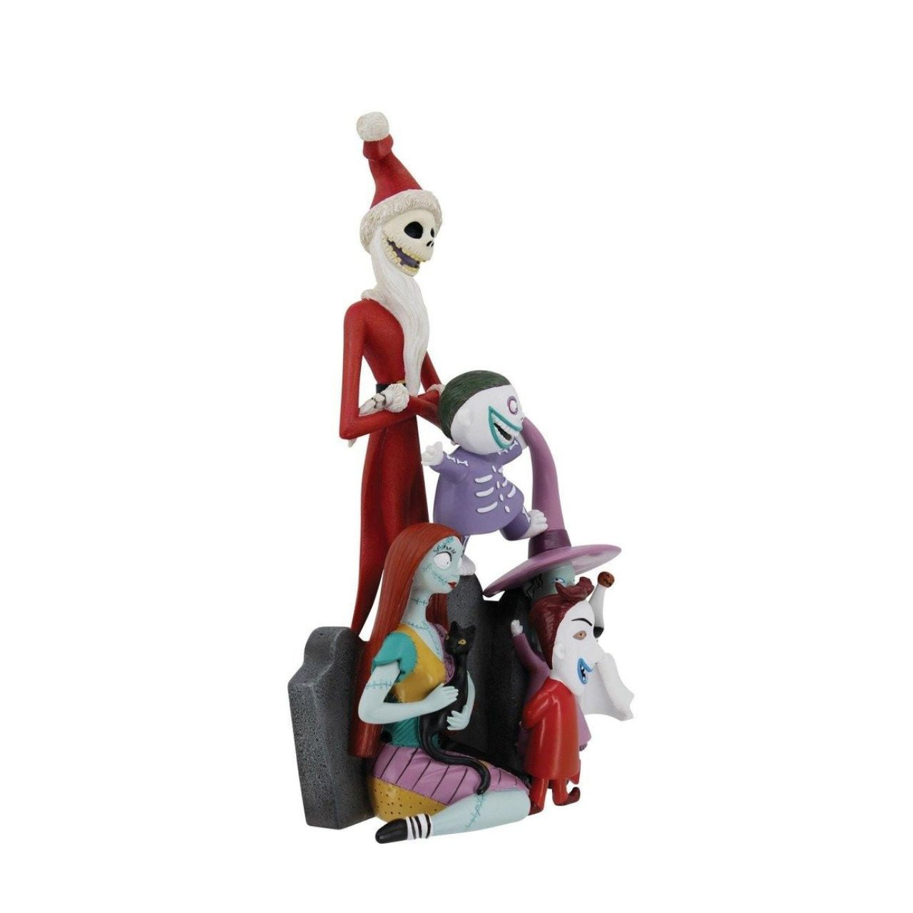 The Nightmare Before Christmas Character Pyramid figurine by Disney Showcase is a joyous display piece that captures the mischievous characters from Tim Burton's Disney classic in all their creepy glory. Jack Skellington is dressed in his iconic Sandy Claws outfit and surrounded by the other residents of Halloween Town, including his spooky love interest Sally and their ghostly dog Zero.