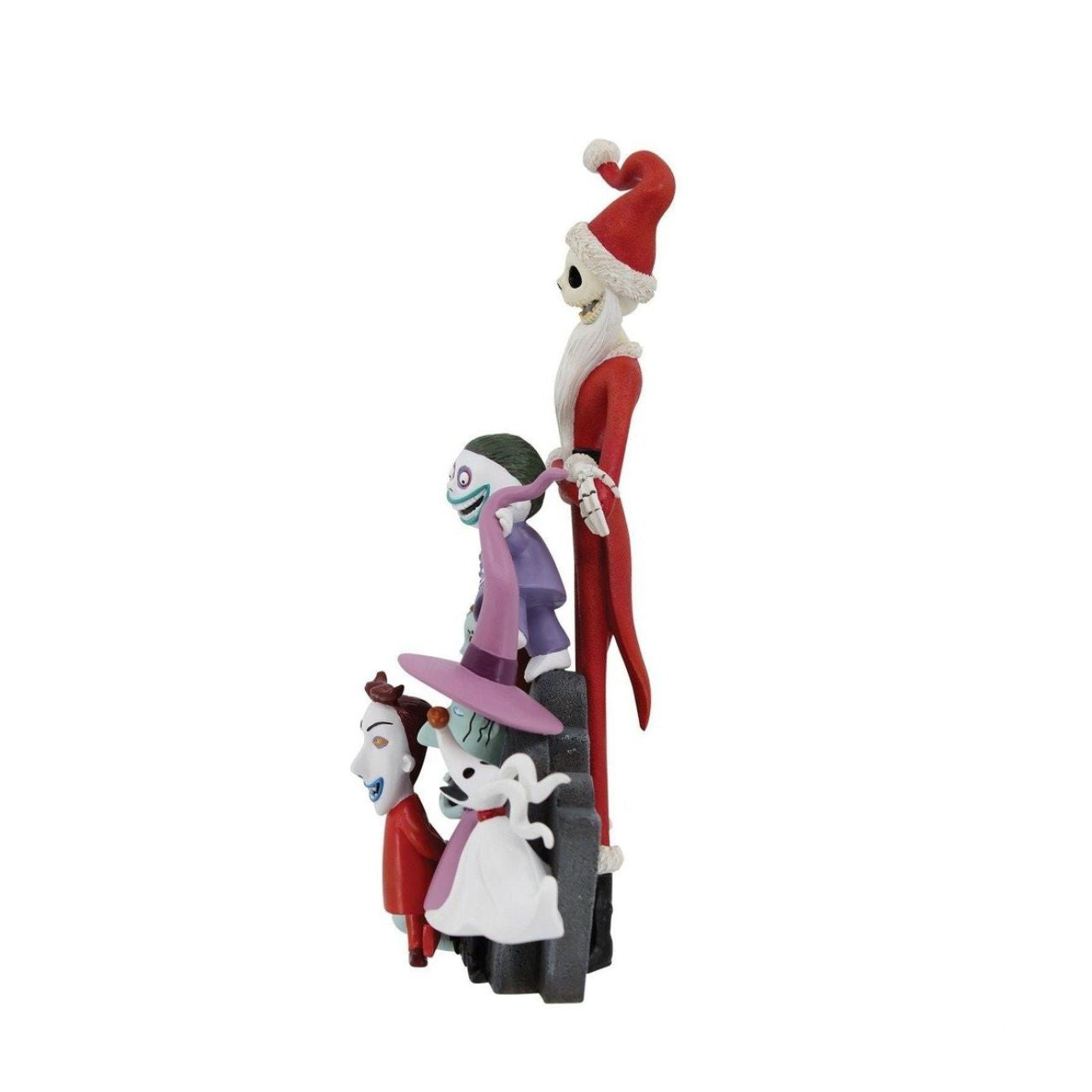 The Nightmare Before Christmas Character Pyramid figurine by Disney Showcase is a joyous display piece that captures the mischievous characters from Tim Burton's Disney classic in all their creepy glory. Jack Skellington is dressed in his iconic Sandy Claws outfit and surrounded by the other residents of Halloween Town, including his spooky love interest Sally and their ghostly dog Zero.