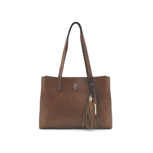 This Tote is a sophisticated and practical choice for every day. Features a spacious main compartment, perfect for carrying your essentials. Its classic design and sturdy construction make it an ideal accessory for any occasion. Experience the perfect combination of style and convenience with the Tipperary Eaton Tote in Brown.