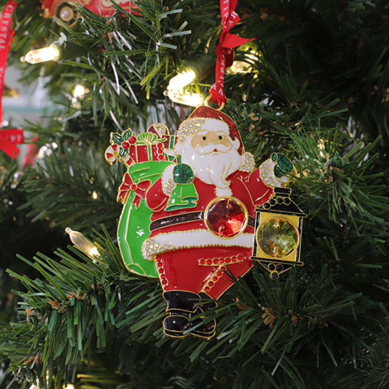 Gem Christmas Decoration - Santa & Lantern by Tipperary