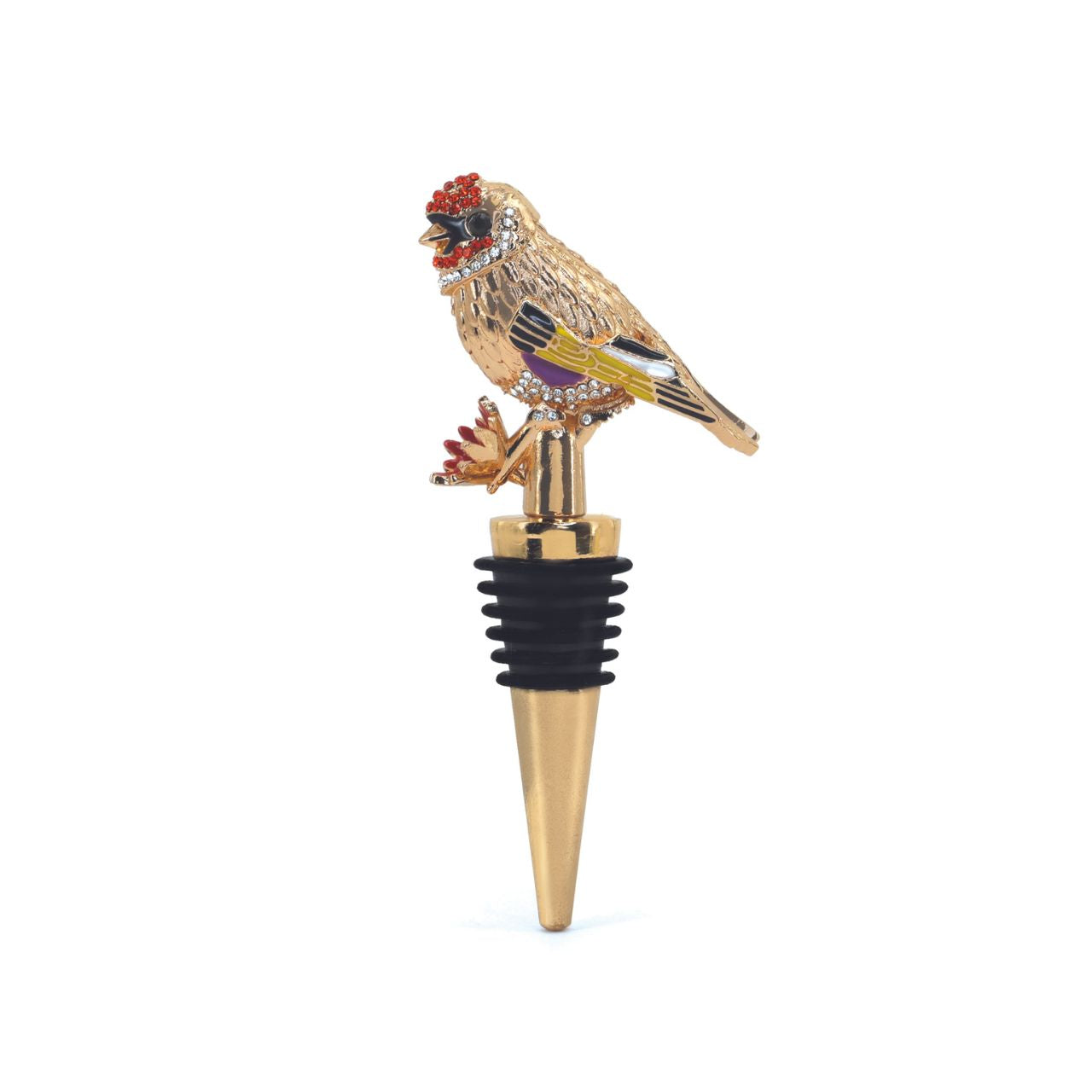 Complete your bar set with the elegant Goldfinch Bottle Stopper by Tipperary. Made from high-quality materials, this bottle stopper not only adds a touch of sophistication to your bar, but also effectively preserves the freshness and taste of your wine. Perfect for any wine lover and collector.