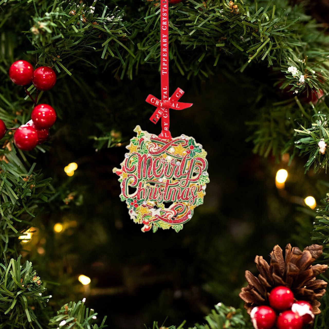 Add a festive touch to your holiday décor with the Tipperary Merry Christmas Sparkle Decoration. This beautiful decoration features a sparkling design that adds a touch of glamour to your home during the holiday season. Bring joy and cheer to your space with this delightful addition.