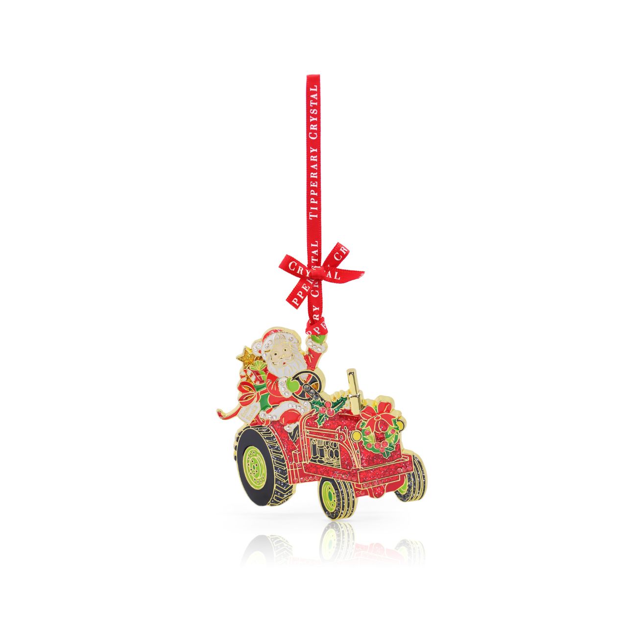 Santa Tractor Sparkle Christmas Decoration by Tipperary