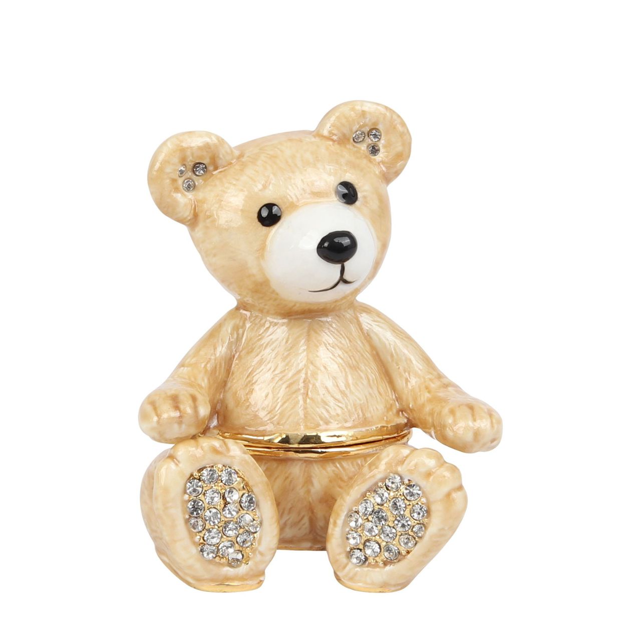 Treasured Trinkets - Teddy Bear  A beautiful, die-cast crystal set teddy bear trinket box. From Treasured Trinkets by STRATTON® - hand painted, collectable trinkets to be treasured for a lifetime.