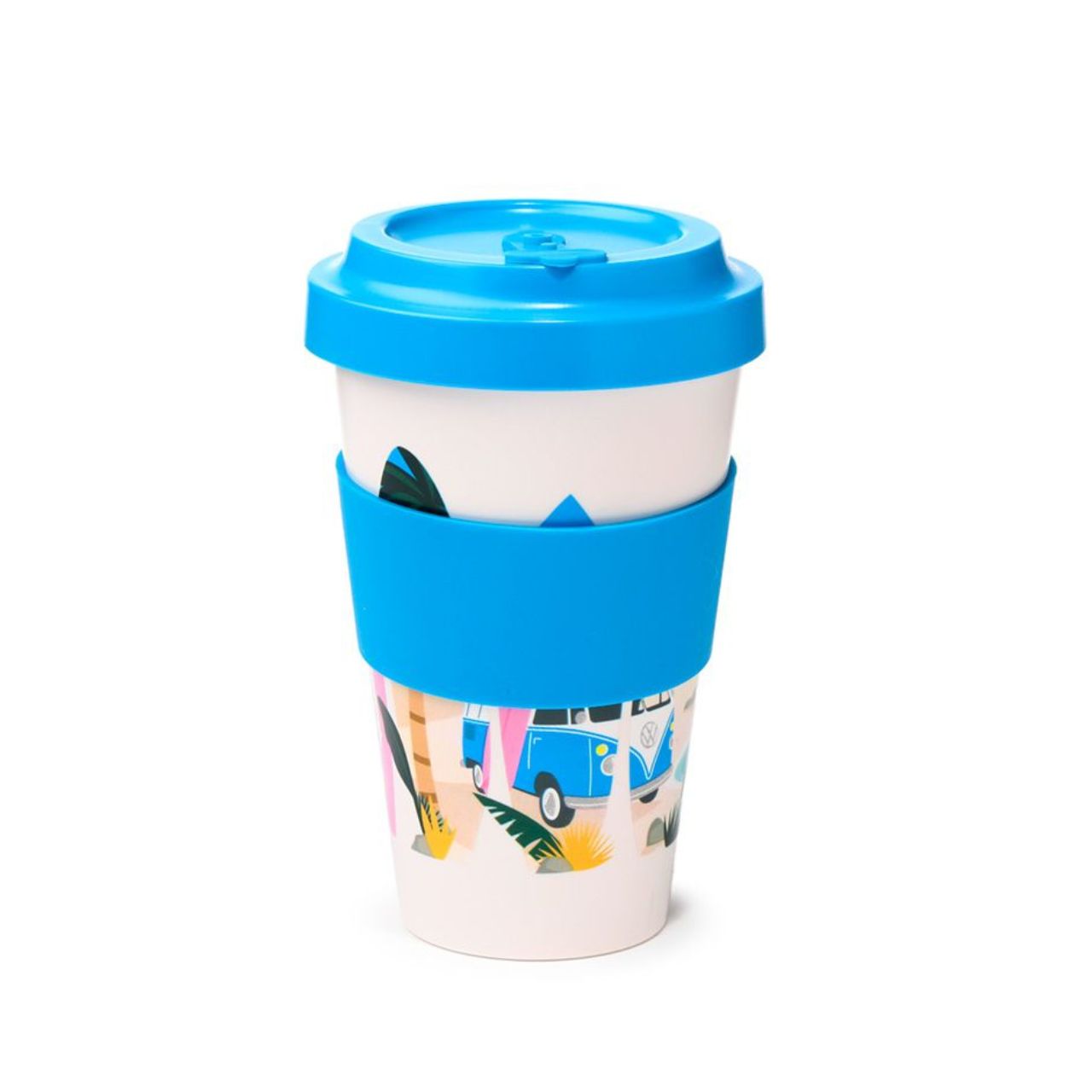 This Volkswagen VW T1 Camper Bus Waves are Calling Travel Mug holds 400ml of your favorite beverage. Its iconic design will transport you to days of carefree travel. Made from durable materials, it is perfect for both adventures and everyday life. Take a sip and hit the road!