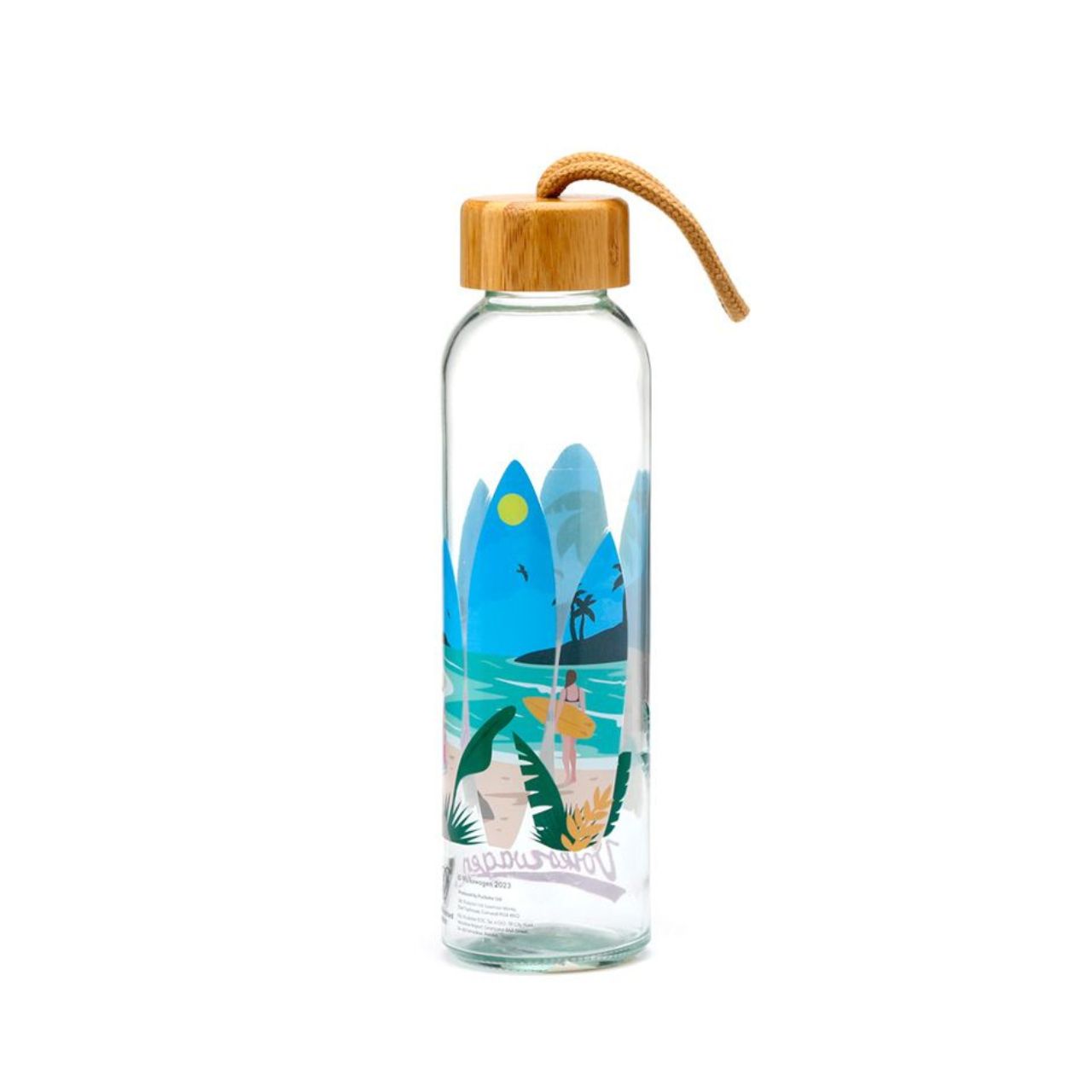 Add some fun to your summer with these Volkswagen VW T1 Camper Bus Waves are Calling 500ml Glass Water Bottle.