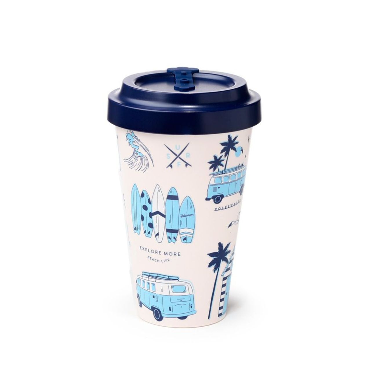 Embrace your adventurous spirit with the Volkswagen VW T1 Camper Bus Explore More Travel Mug. With a spacious 400ml capacity, this travel mug is perfect for long road trips or exploring the outdoors. Its classic design and durable construction make it a reliable companion for all your adventures.