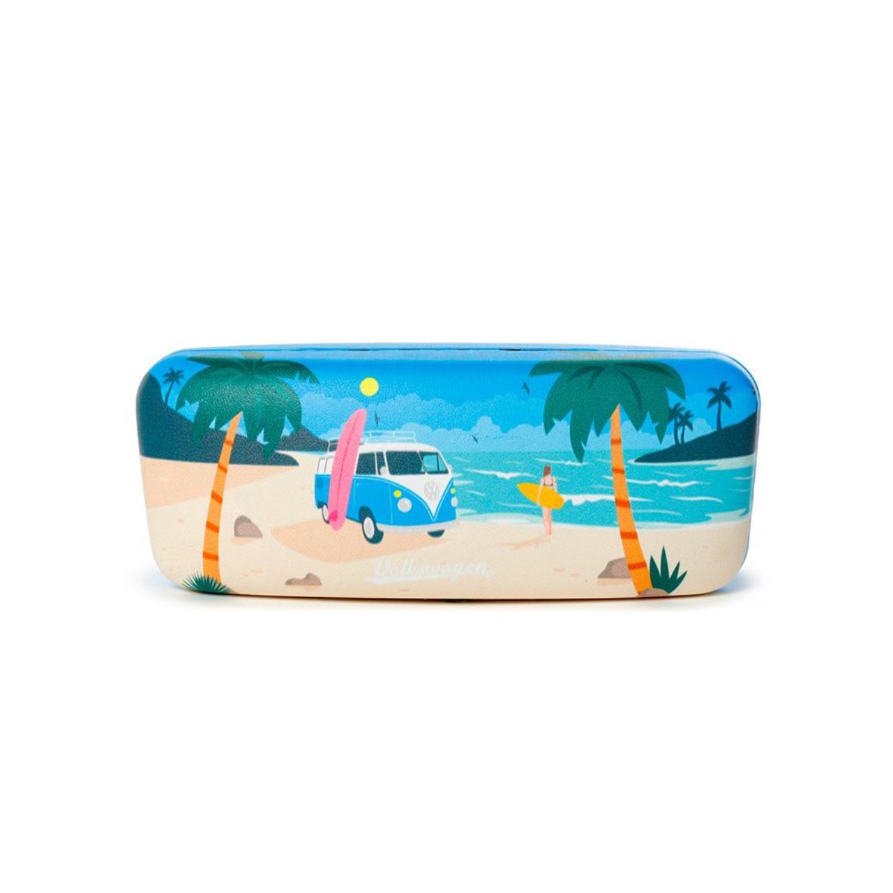 Protect your sunglasses in style with our Volkswagen VW T1 Camper Bus Sunglasses Case. Inspired by the iconic camper bus, this case features a vibrant "Explore Waves" design. Keep your glasses safe and capture the spirit of adventure with this unique case.