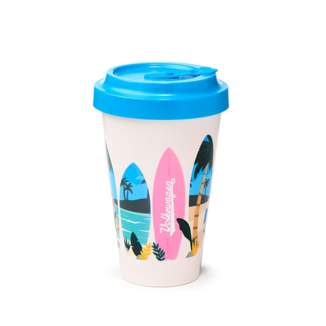 This Volkswagen VW T1 Camper Bus Waves are Calling Travel Mug holds 400ml of your favorite beverage. Its iconic design will transport you to days of carefree travel. Made from durable materials, it is perfect for both adventures and everyday life. Take a sip and hit the road!