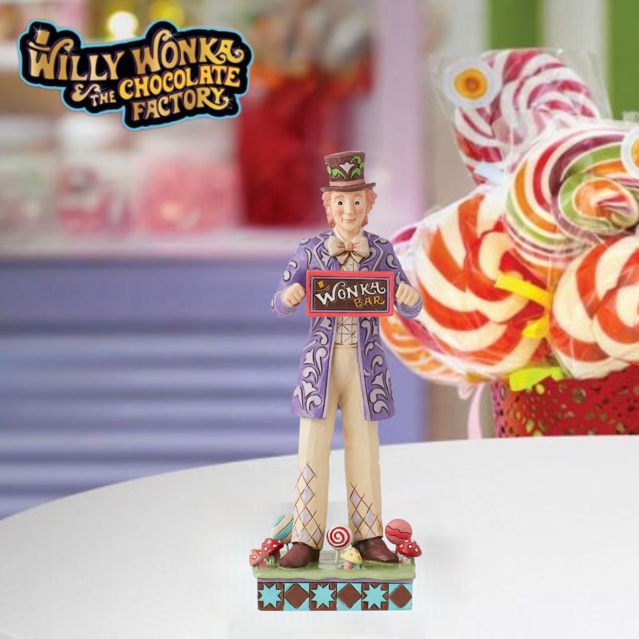 Bringing the magic of film into your home, the newest collection from award-winning artist Jim Shore brings the characters from the 1971 film Willy Wonka and the Chocolate Factory to life.