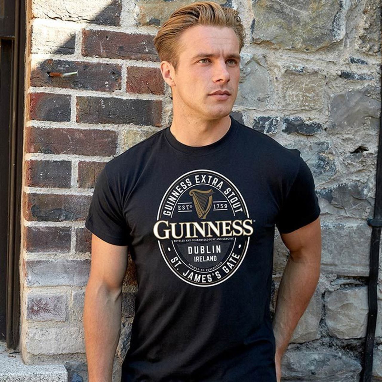 Black Guinness Label T Shirt Horgan s of Blarney