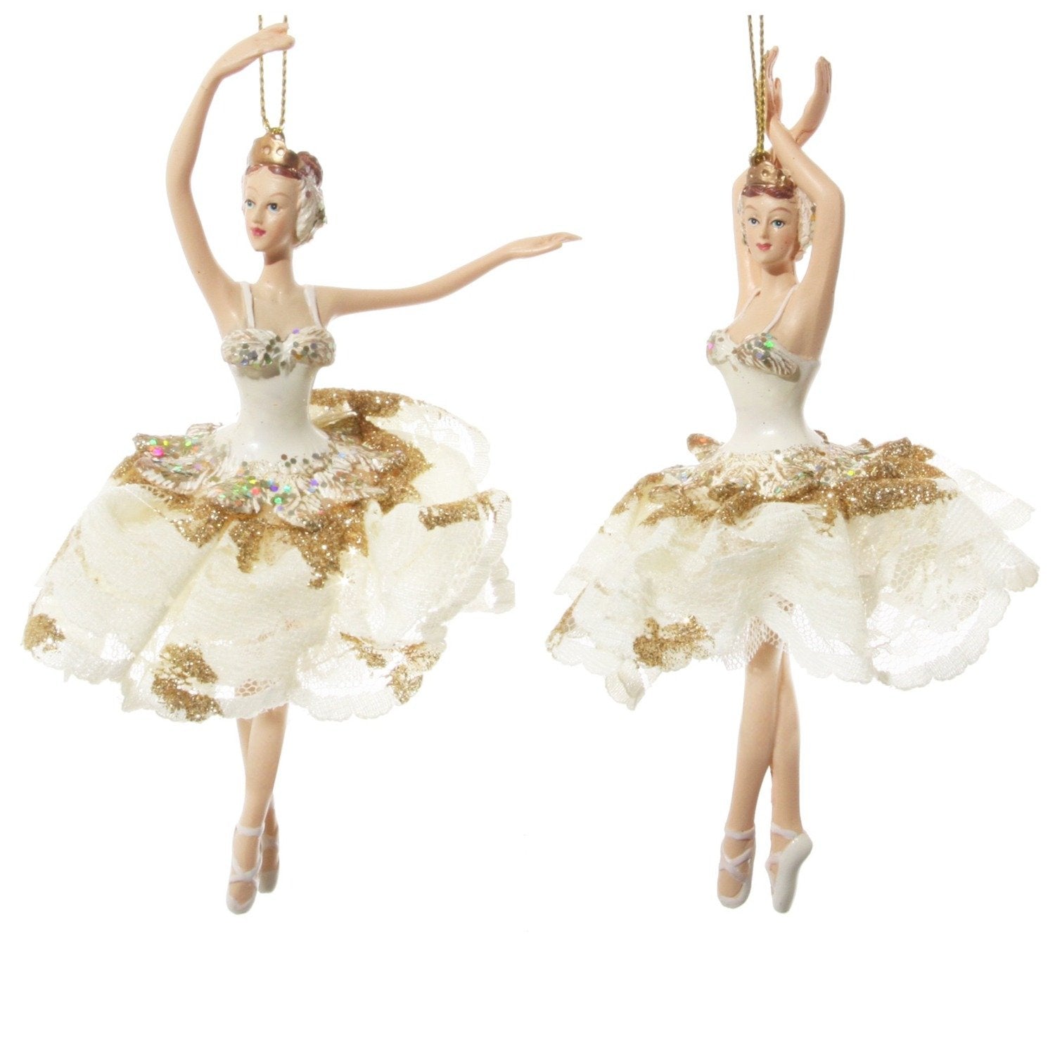 Shishi Ballerina with Cream and Gold Glitter Tutu Hanging Orn - En Point  Browse our beautiful range of luxury festive Christmas tree decorations, baubles & ornaments for your tree this Christmas.