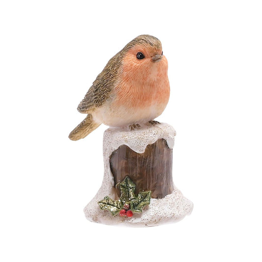 Robin On A Post Christmas Figurine  A robin on a post Christmas figurine.  This endearing figurine will help to create a fun-filled Winter Wonderland at home this festive period.