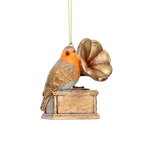 Gisela Graham Robin on Gramophone Christmas Hanging Ornament  Browse our beautiful range of luxury Christmas tree decorations, baubles & ornaments for your tree this Christmas.