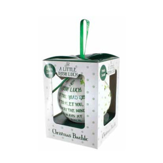 Clover Christmas Bauble Irish Luck - White