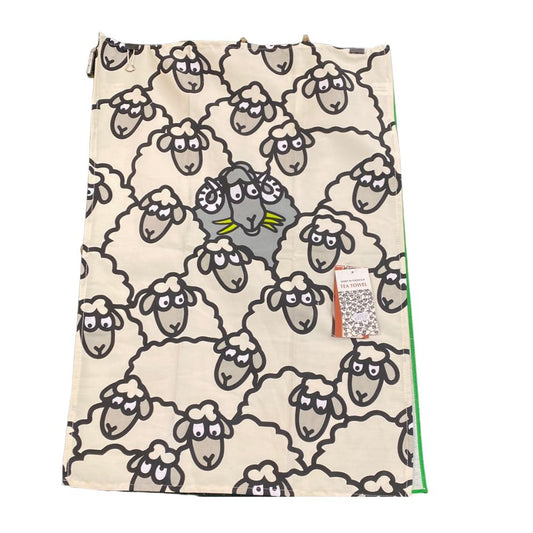 Sheep In Paddock Tea Towel Cream