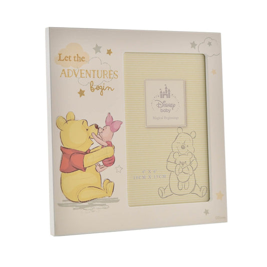 Disney Magical Beginnings Frame Pooh Adventure  A Pooh adventure photo frame from Disney.  This adorable Magical Beginnings frame makes a treasured keepsake designed with babies in mind.