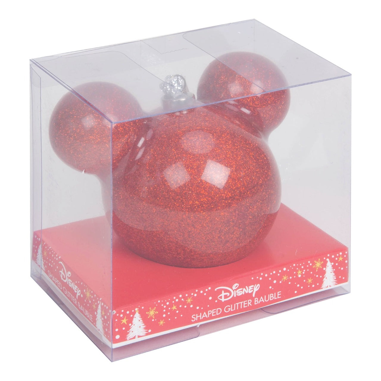 Disney Mickey Mouse Red Glitter Christmas Bauble 6 cm  Bring some of Disney's magic to the festivity with this wonderful 6cm red glitter Mickey Mouse bauble.