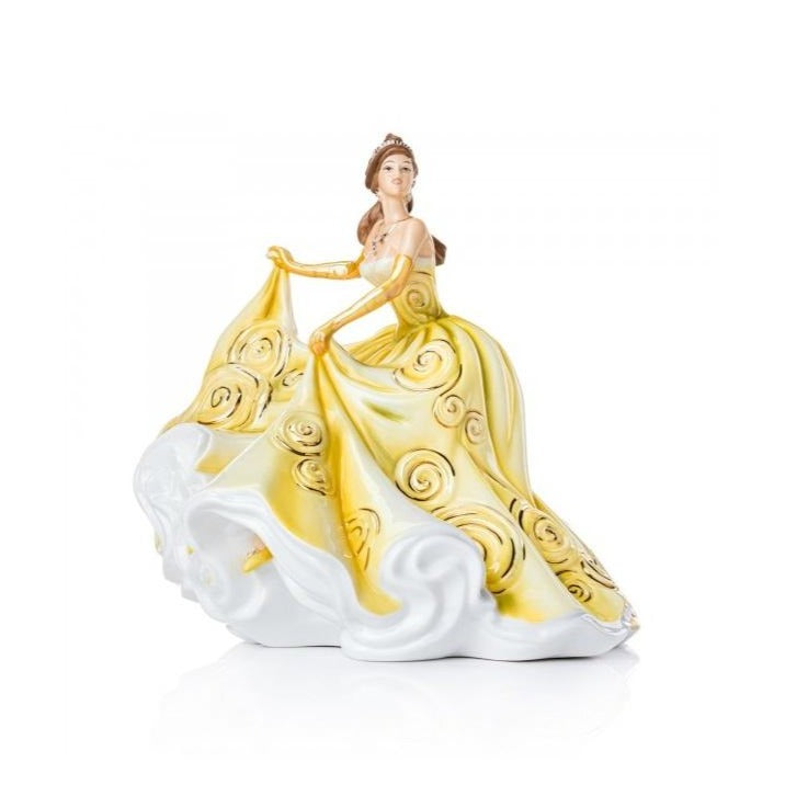 English Ladies Company Golden Charm  Our Golden Charm figurine is the latest addition to our English Ladies Figurines collection. The beautifully handcrafted figurine is decorated in sunshine yellow and hand-finished in real 22-carat gold. Her swirling skirt and flowing gown make her the belle of the ball.