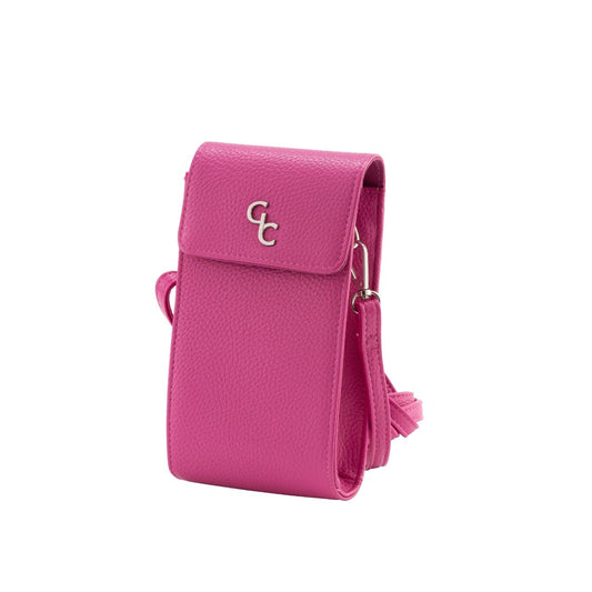 Galway Crystal Mini Cross Body Bag - Cerise Pink Introducing the new must have accessory that is truly functional. Our Light weight, Slim, Sleek, Crossbody bag is designed to hold the most essential accessory: Your mobile phone. There is nothing more liberating than carrying a lightweight bag that carries your essentials.