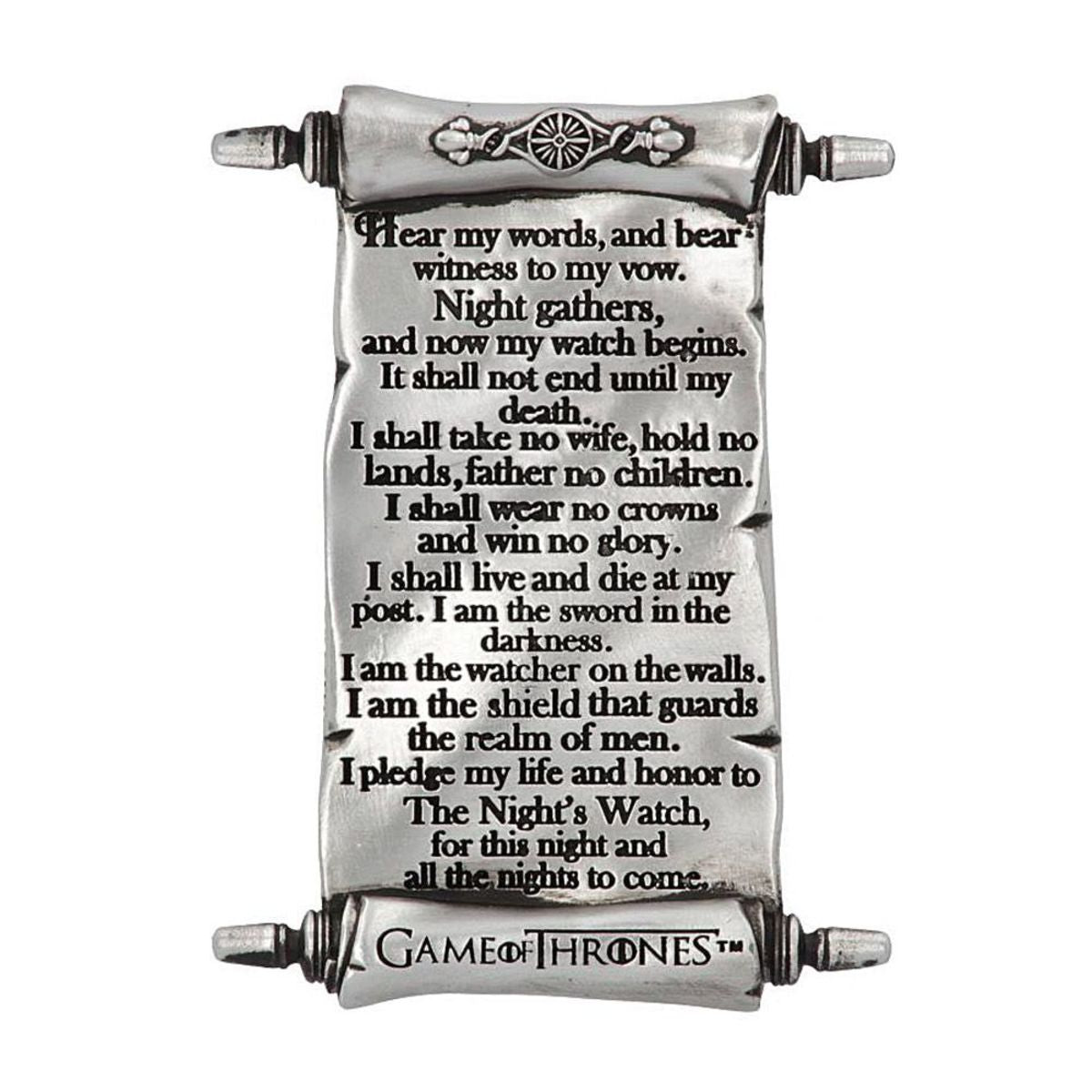 Game of Thrones Nights Watch Magnet  Nights Watch Oath Scroll Design Magnet Game of Thrones Official Merchandise Cast in the finest resin Painstakingly hand-painted