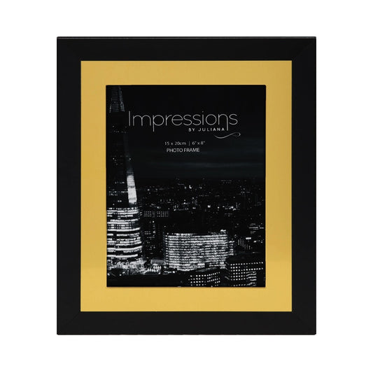 Impressions Aluminium Photo Frame Black Outer Rim  6" x 8"  A contemporary two tone matt black and brushed gold aluminium photo frame. From IMPRESSIONS® - letting your photos speak their thousand words.