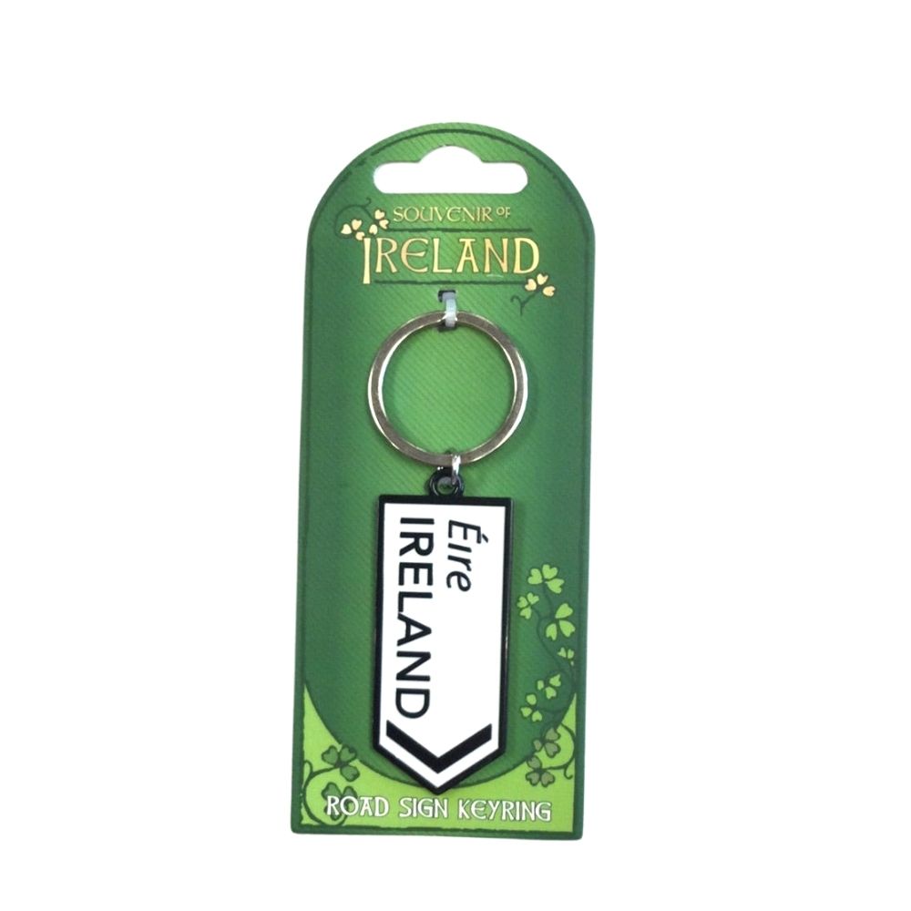 Ireland White Road Sign Keyring