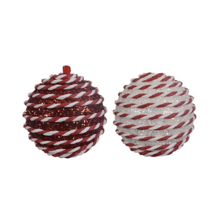 Kaemingk Christmas Foam Striped Baubles - White Red  Kaemingk surprises Christmas lovers all over the world with thousands of new innovative items each year.