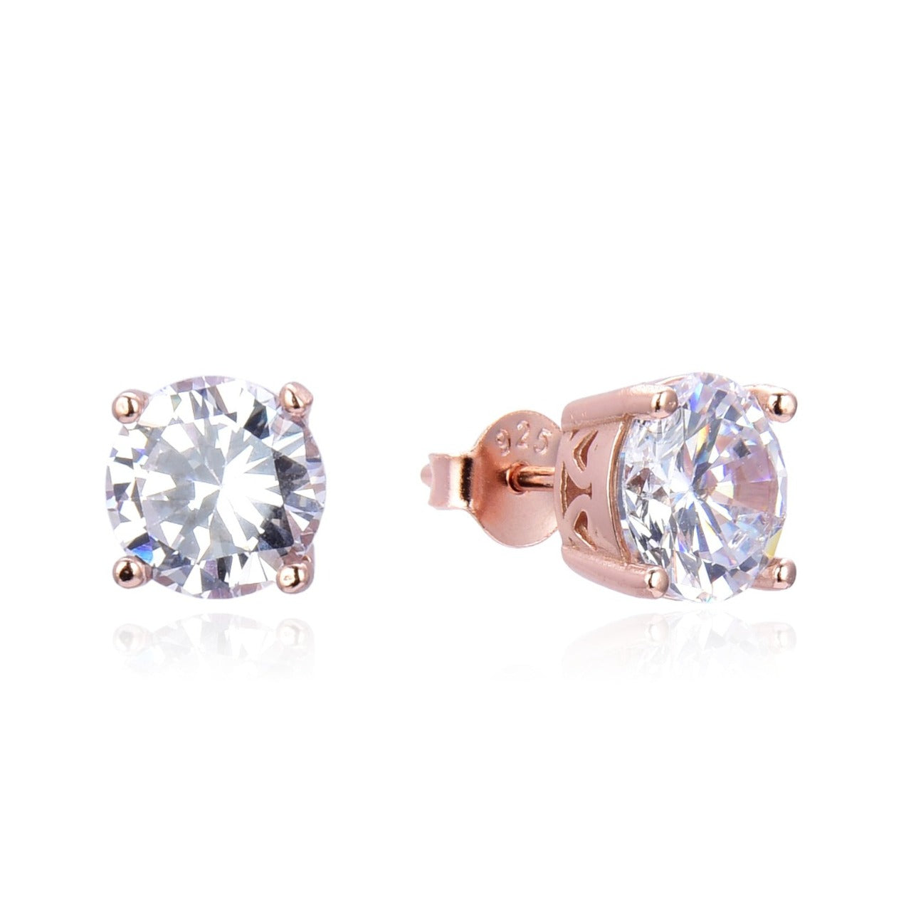 Kilkenny Silver Rose Gold Stud Earrings with CZ Stone – Horgan's of Blarney