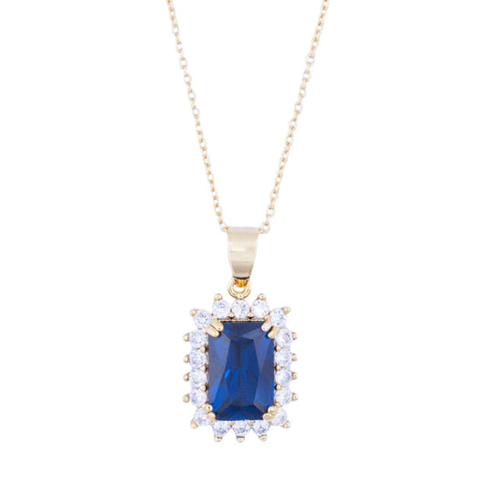 Knight & Day Classic Sapphire Pendant  Classic style pendant with beautiful sapphire CZ centre stone. Gold plating.